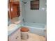 Bathroom features a bathtub, toilet, vanity, and medicine cabinet, offering a functional space ready for updates at 15587 Se 150Th Ave, Weirsdale, FL 32195