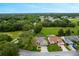Aerial view of a property showcasing its location within a lush, green community, mature trees, and well-maintained homes at 25236 Waterbridge Ct, Leesburg, FL 34748