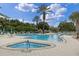 Community pool with a variety of amenities including hot tub, zero entry, palm trees, and lounge chairs at 27018 Nature View St, Leesburg, FL 34748