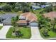 Aerial view of a well-maintained home with lush greenery and a screened-in patio at 3257 Baltic Sea Blvd, Tavares, FL 32778
