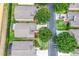 Neighborhood aerial view showing well-maintained homes with lush landscaping and mature trees at 4083 Capland Ave, Clermont, FL 34711