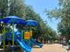 Community playground with slides, swings and shade canopies on a beautiful day at 605 Black Eagle Dr, Groveland, FL 34736