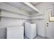Laundry room featuring a washer, dryer, and open shelving at 841 S Michigan Ave, Groveland, FL 34736