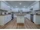 Modern kitchen featuring white cabinets, stainless steel appliances, and a butcher block island at 9144 Sw 156Th Pl, Dunnellon, FL 34432