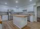 Stylish kitchen with white cabinetry, stainless steel appliances, and a functional center island at 9144 Sw 156Th Pl, Dunnellon, FL 34432