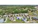 High angle view of colorful homes in a planned community with mature trees and green space at 1127 Fiesta Key Cir, Lady Lake, FL 32159