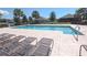 Community pool surrounded by palm trees and lounge chairs, perfect for relaxation and recreation at 11601 Thacker Dr, Clermont, FL 34711