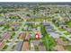 This aerial view highlights the home's location, surrounding community, and proximity to a pond at 17380 Se 111Th Ct, Summerfield, FL 34491