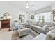 Bright living room featuring a neutral color palette, fireplace, comfortable seating, and natural light at 17380 Se 111Th Ct, Summerfield, FL 34491