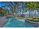 Stunning screened pool area with tropical landscaping and relaxing lake views at 1956 Brantley Cir, Clermont, FL 34711