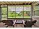 Inviting screened porch with relaxing chairs and a view of the serene backyard pond at 2007 Mosher Dr, Orlando, FL 32810