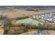 Aerial view of neighborhood with a pond, highlighting community amenities and serene environment at 3769 Causey Ct, The Villages, FL 32163