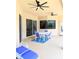 Covered lanai with table and chairs, perfect for entertaining or relaxing by the pool at 3969 Derby Glen Dr, Clermont, FL 34711