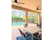 Covered lanai with table and chairs overlooking the crystal-clear pool at 3969 Derby Glen Dr, Clermont, FL 34711