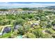 Aerial view of the property, highlighting its location near the water and surrounded by lush greenery at 410 E Gulley Ave, Oakland, FL 34760