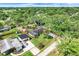 Aerial view of the property, showcasing its lot size, surrounding trees, and proximity to nearby amenities at 410 E Gulley Ave, Oakland, FL 34760
