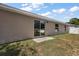 Exterior view of backyard featuring a sliding glass door and partially fenced yard at 7162 Se 124Th St, Belleview, FL 34420