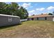 Spacious backyard featuring a utility shed, the house and fenced perimeter at 7162 Se 124Th St, Belleview, FL 34420