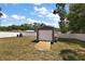 Backyard featuring a utility shed, fenced perimeter and a view of neighboring houses at 7162 Se 124Th St, Belleview, FL 34420