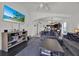 Open-concept living room showcases dark wood floors and seamlessly connects to the kitchen and dining area at 802 Balmoral Dr, Davenport, FL 33896