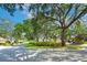 Scenic street view with lush landscaping and mature trees creating a park-like atmosphere within the neighborhood at 9220 San Jose Blvd, Howey In The Hills, FL 34737