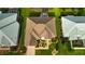 Aerial view of the home showcasing the roof, landscaped yard, screened patio, and neighborhood at 11868 Se 91St Cir, Summerfield, FL 34491