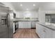 Well-lit kitchen with stainless steel appliances, modern white cabinets, and granite countertops at 1313 Arredondo Dr, The Villages, FL 32162