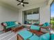 Relax on the cozy covered patio with outdoor furniture and lake views at 17108 Se 111Th Terrace Rd, Summerfield, FL 34491