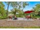 This backyard patio area is ideal for outdoor gatherings, featuring comfortable seating and a cozy fire pit at 2163 County Road 243F, Wildwood, FL 34785