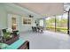 This large covered patio provides the perfect setting for relaxation, entertaining, and views of the outdoor landscape at 2163 County Road 243F, Wildwood, FL 34785