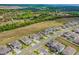 Aerial view showcasing a neighborhood with lush green landscape with houses and roads in an orderly design at 2350 Gold Dust Dr, Clermont, FL 34715