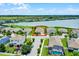 Aerial view of a house surrounded by lush greenery and a serene lake, with a red box outlining the property at 313 Blue Cypress Dr, Groveland, FL 34736
