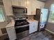 Modern kitchen with stainless steel appliances, white cabinets, and stylish backsplash at 504 Se 35Th Ave, Ocala, FL 34471