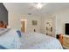 Relaxing primary bedroom showcases an ensuite bathroom, neutral walls and views into the rest of the house at 641 Black Eagle Dr, Groveland, FL 34736