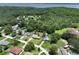 Aerial view of the property and its surroundings, highlighting the lake and wooded areas at 11418 Lake Eustis Dr, Leesburg, FL 34788