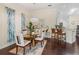 Dining area featuring a glass table with seating for six and hardwood floors at 17324 Se 82Nd Pecan Ter, The Villages, FL 32162