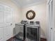 Laundry room with side-by-side washer and dryer units, and hardwood floors at 17324 Se 82Nd Pecan Ter, The Villages, FL 32162
