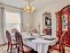 Formal dining room with elegant chandelier, decorative china cabinet, and dining table for six at 1861 Remembrance Ave, St Cloud, FL 34769