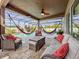 Spacious covered patio with wicker furniture, hammocks, and view of the pool at 1861 Remembrance Ave, St Cloud, FL 34769