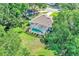Bird's eye view shows enclosed pool, lanai, and lush yard with surrounding trees at 34231 Shadewood Cir, Leesburg, FL 34788