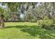 Expansive backyard features a large grassy area, mature trees, and lush landscaping for privacy at 34231 Shadewood Cir, Leesburg, FL 34788