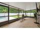 Screened lanai with tile floors, seating, and views of the backyard and pool at 721 Mendoza Dr, Orlando, FL 32825