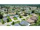 An aerial view shows a community with lush landscaping and well-maintained homes along winding streets at 8377 Se 177Th Bartram Loop, The Villages, FL 32162
