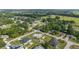 Wide aerial shot showcases a neighborhood with tree-lined streets and well-maintained homes, including an in-ground pool at 8850 Se 156Th St, Summerfield, FL 34491