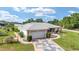 Well-maintained single-story home boasting a gray roof, patterned driveway, and a cozy screened-in front porch at 8850 Se 156Th St, Summerfield, FL 34491