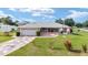 Inviting single-story home with a gray roof, decorative driveway, and a welcoming screened-in front porch at 8850 Se 156Th St, Summerfield, FL 34491