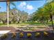 A beautifully landscaped backyard with healthy green grass and beautiful trees at 9269 Silver Lake Dr, Leesburg, FL 34788