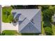 An overhead shot showcasing a house with a well-kept roof and surrounding greenery in a peaceful neighborhood at 1122 Magrath Way, The Villages, FL 32162