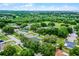 An aerial view of a residential neighborhood featuring lush green lawns, mature trees, and well-kept houses at 15916 Indian Wells Ct, Clermont, FL 34711