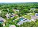 Residential neighborhood featuring homes with solar panels and private pools, surrounded by lush greenery and well-maintained yards at 15916 Indian Wells Ct, Clermont, FL 34711